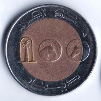 Монета 100 динаров. 2017 год, Алжир.
