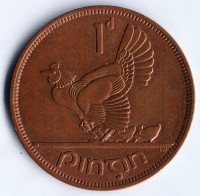 Монета 1 пенни. 1968 год, Ирландия.