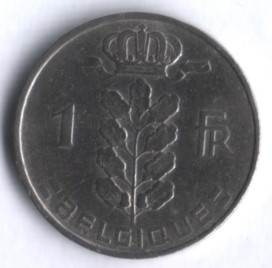 Монета 1 франк. 1951 год, Бельгия (Belgique).