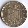 Монета 1 песета. 1966(74) год, Испания.