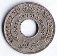 Монета 1/10 пенни. 1936 год, Британская Западная Африка. Тип 2.