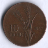 10 курушей. 1967 год, Турция. 10 курушей. 1967 год, Турция.