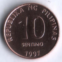 10 сентимо. 1997 год, Филиппины.