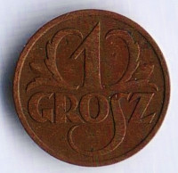 Монета 1 грош. 1934 год, Польша.