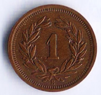 Монета 1 раппен. 1939 год, Швейцария.