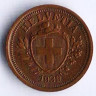Монета 1 раппен. 1939 год, Швейцария.