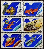 Набор почтовых марок (6 шт.). "День космонавтики". 1982 год, Куба.