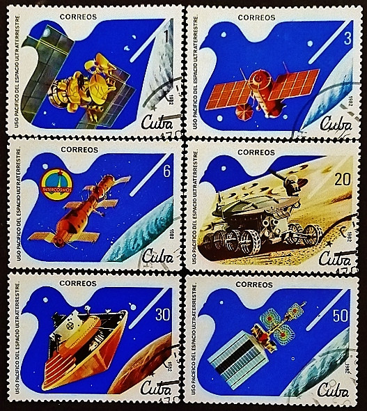 Набор почтовых марок (6 шт.). "День космонавтики". 1982 год, Куба.