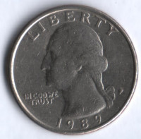 25 центов. 1989(P) год, США.