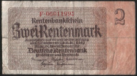 Бона 2 рентенмарки. 1923(37) год "F", Веймарская республика.