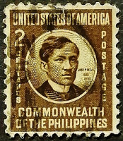 Почтовая марка (2 c.). "Хосе Рисаль". 1946 год, Филиппины.