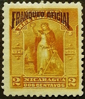 Марка служебная (2 c.). "Мир и победа". 1894 год, Никарагуа.