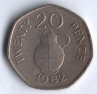 Монета 20 пенсов. 1982 год, Гернси.