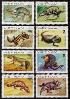 Набор почтовых марок (8 шт.). "Рептилии". 1983 год, Вьетнам.