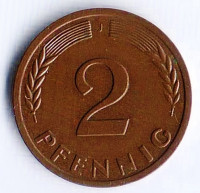 Монета 2 пфеннига. 1964(J) год, ФРГ.