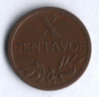 Монета 10 сентаво. 1960 год, Португалия.