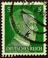 Почтовая марка (5 rpf.). "Адольф Гитлер". 1941 год, Германский рейх.