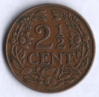 Монета 2-1/2 цента. 1944 год, Кюрасао.