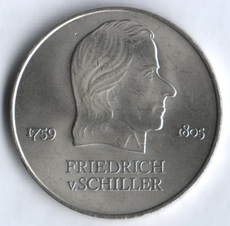 20 марок. 1972 год, ГДР. Фридрих Шиллер.