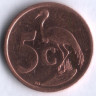 5 центов. 2000 год, Южная Африка. Afrika-Dzonga.