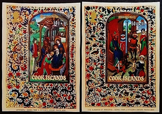 Набор блоков (2 шт.). "Рождество". 1973 год, Острова Кука.