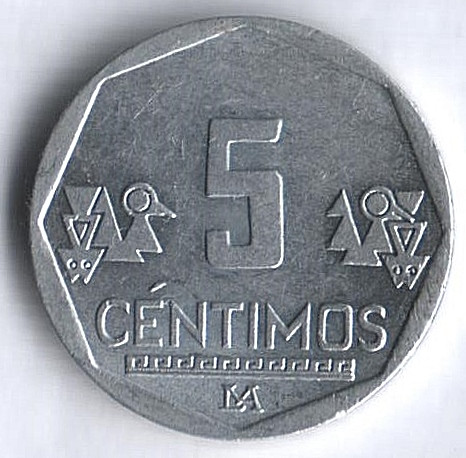 Монета 5 сентимо. 2014 год, Перу.