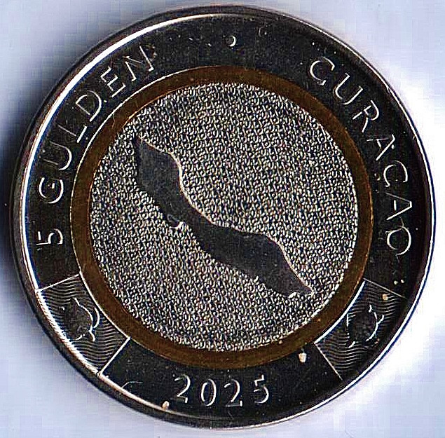 Монета 5 гульденов. 2025 год, Кюрасао.