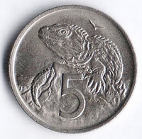 Монета 5 центов. 1969 год, Новая Зеландия.