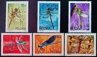 Набор марок (6 шт.). "Стрекозы". 1988 год, Польша.