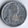 Монета 5 сантимов. 1946(a) год, Французский Индокитай.