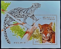 Мини-блок. "Большие кошки". 1996 год, Бенин.