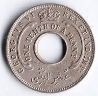 Монета 1/10 пенни. 1943 год, Британская Западная Африка.