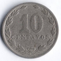 Монета 10 сентаво. 1929 год, Аргентина.