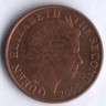 Монета 1 пенни. 2005 год, Джерси.