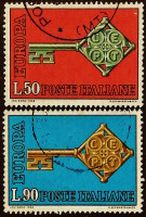 Набор почтовых марок (2 шт.). "Европа (C.E.P.T.)". 1968 год, Италия.