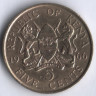 Монета 5 центов. 1966 год, Кения.