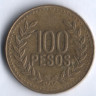 Монета 100 песо. 2006 год, Колумбия.