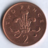 Монета 2 пенса. 1992 год, Великобритания.