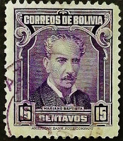 Почтовая марка (15 c.). "Президент Мариано Баптиста". 1935 год, Боливия.
