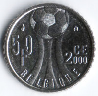 50 франков. 2000 год, Бельгия (Belgique). Чемпионат Европы по футболу.