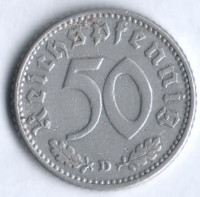50 рейхспфеннигов. 1943 год (D), Третий Рейх.