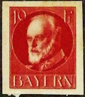 Марка почтовая (10 pf.). "Король Людвиг III". 1920 год, Бавария.