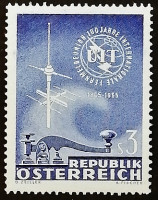 Марка почтовая. "Столетие Международного союза электросвязи". 1965 год, Австрия.