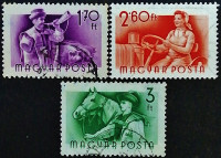 Набор почтовых марок (3 шт.). "Рабочие Венгрии". 1955 год, Венгрия.