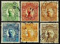 Набор марок (6 шт.). "Король Густав V". 1911 год, Швеция.