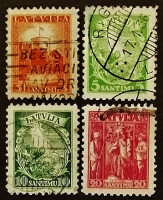Набор почтовых марок (4 шт.). "15 лет Конституции". 1934 годы, Латвия.