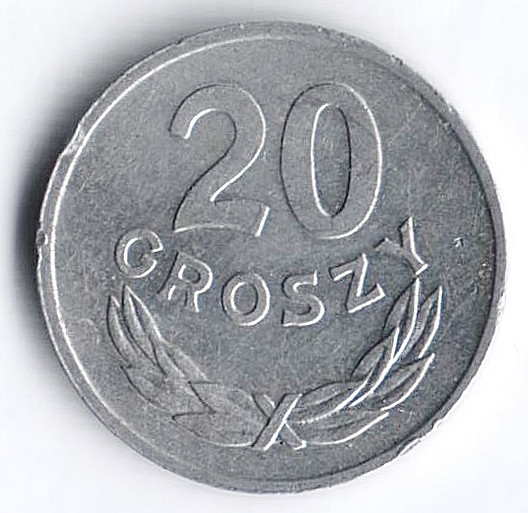 Монета 20 грошей. 1983 год, Польша.