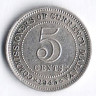 Монета 5 центов. 1945 год, Малайя.
