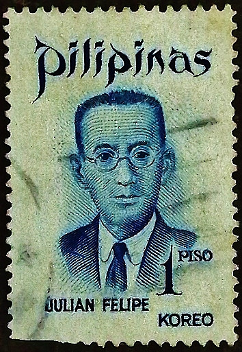 Почтовая марка (1 ps.). "Джулиан Фелипе". 1972 год, Филиппины.