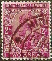 Почтовая марка (2 an.). "Король Георг V". 1926 год, Британская Индия.